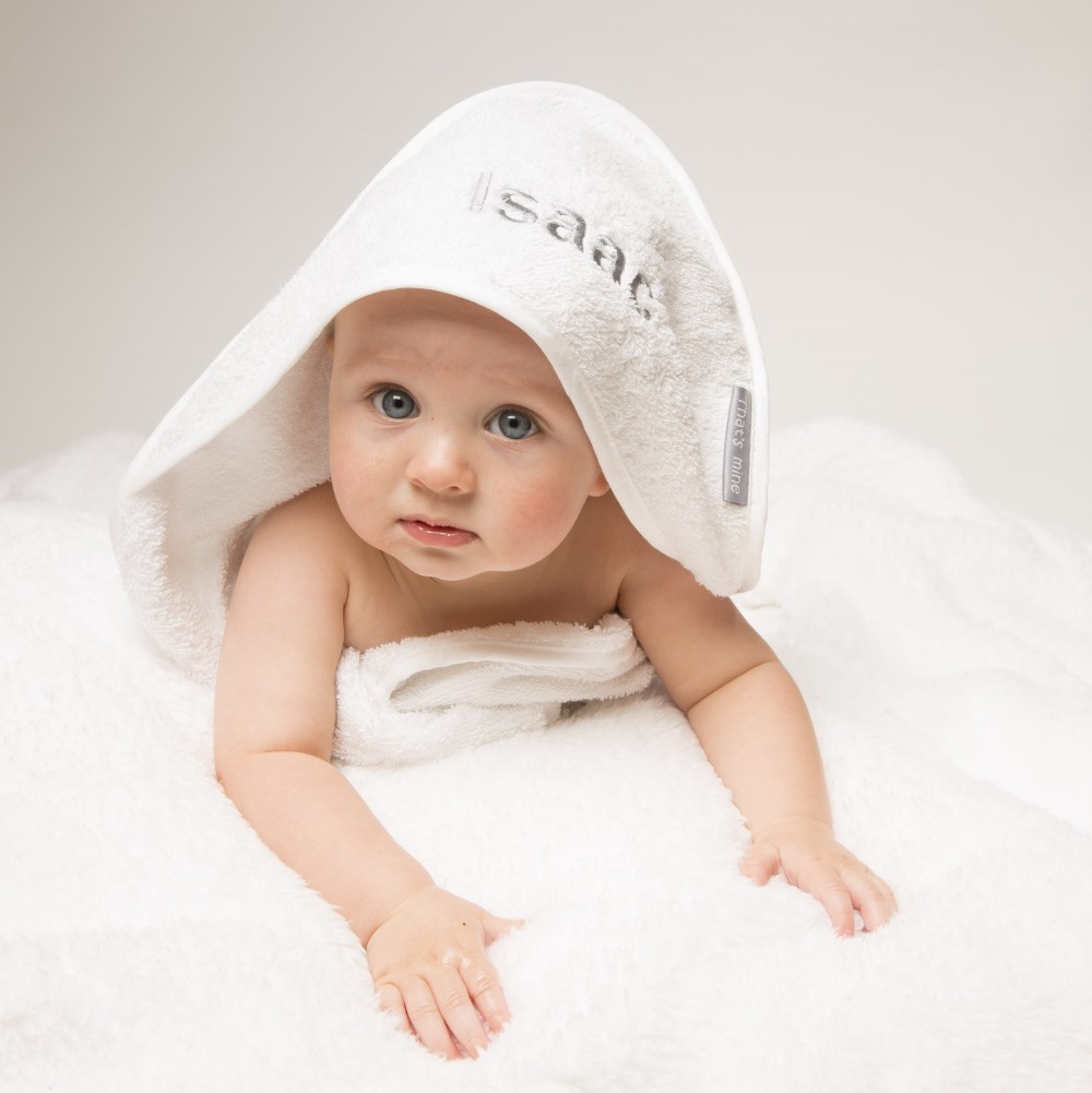 That's mine personalised white towelling baby cuddlerobe
