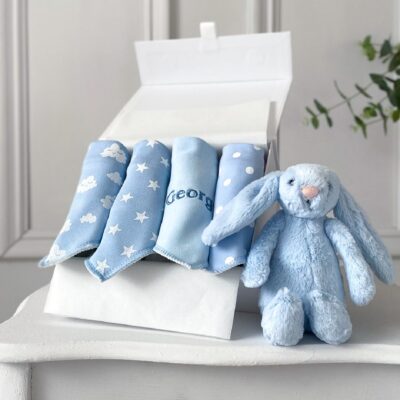 Ziggle personalised 4 pack blue baby bandana bibs Birthday Gifts