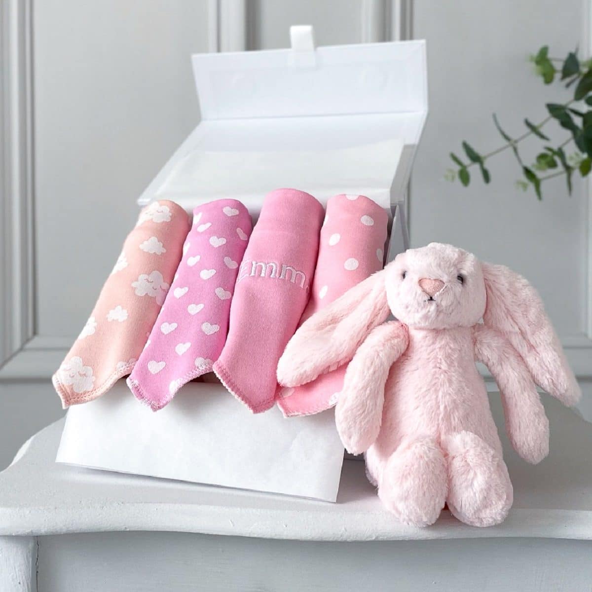 Ziggle personalised 4 pack pink baby bandana bibs
