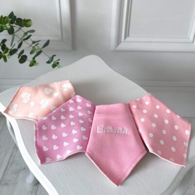 Ziggle personalised 4 pack pink baby bandana bibs 2