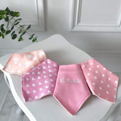 Ziggle personalised 4 pack pink baby bandana bibs Newborn Baby Gifts 2