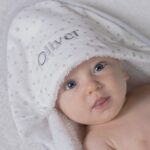 Clair de Lune personalised white hooded towelling baby cuddlerobe with star design Baby Shower Gifts 6