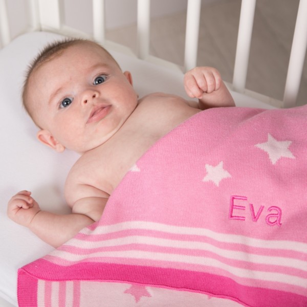 Ziggle personalised stars cotton knitted baby blanket