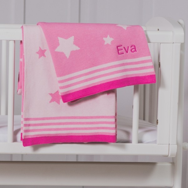 Ziggle personalised stars cotton knitted baby blanket