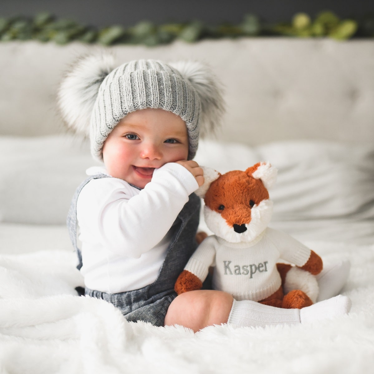 jellycat fox soft toy with personalised jumper