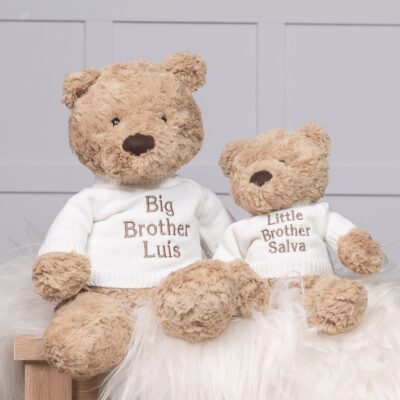 Personalised Jellycat bumbly bear small and medium twinning teddies set For Siblings