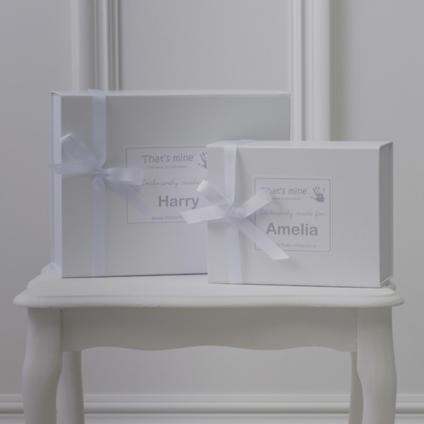 That’s mine personalised white gift box with ribbon