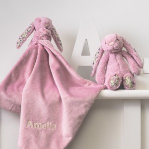 Personalised Jellycat tulip blossom bunny comforter and soft toy gift set