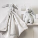Personalised Jellycat bashful bunny soother and soft toy gift set in grey or pale pink Baby Gift Sets 4