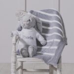 Personalised Jellycat bashful bunny and ziggle striped baby blanket gift set Baby Gift Sets 8