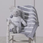 Personalised Jellycat grey bashful bunny and ziggle striped baby blanket gift set Birthday Gifts 3