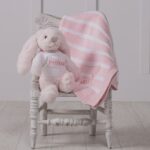 Personalised Jellycat bashful bunny and ziggle striped baby blanket gift set Baby Gift Sets 3