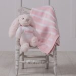 Personalised Jellycat pink bashful bunny and ziggle striped baby blanket gift set Birthday Gifts 3