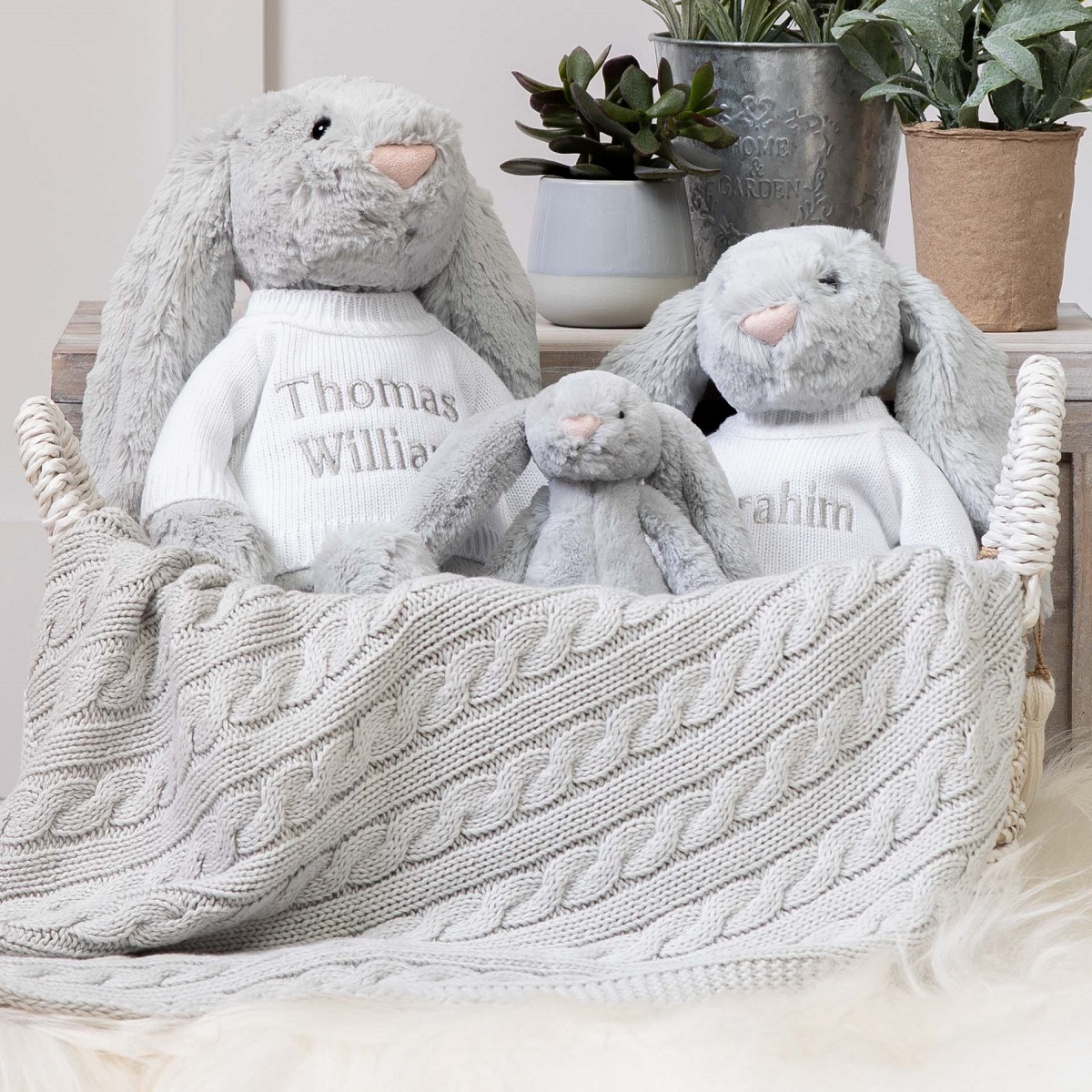 Personalised Jellycat large silver bashful bunny soft toy