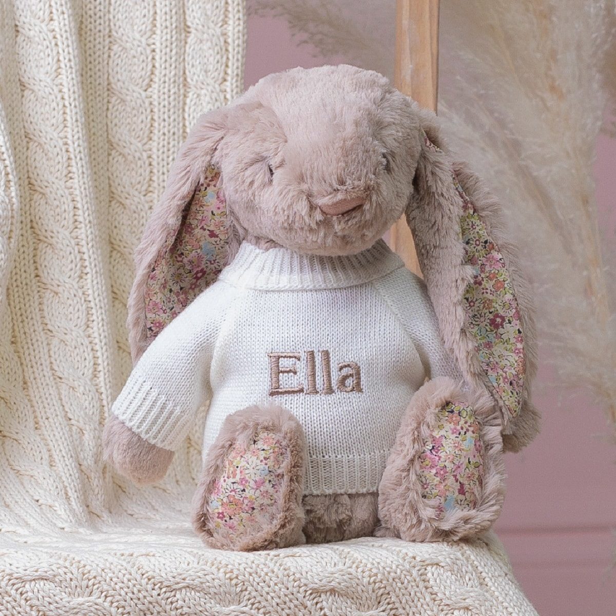 Personalised Jellycat beige blossom 