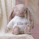 Personalised Jellycat beige blossom bunny soft toy Christening Gifts 3