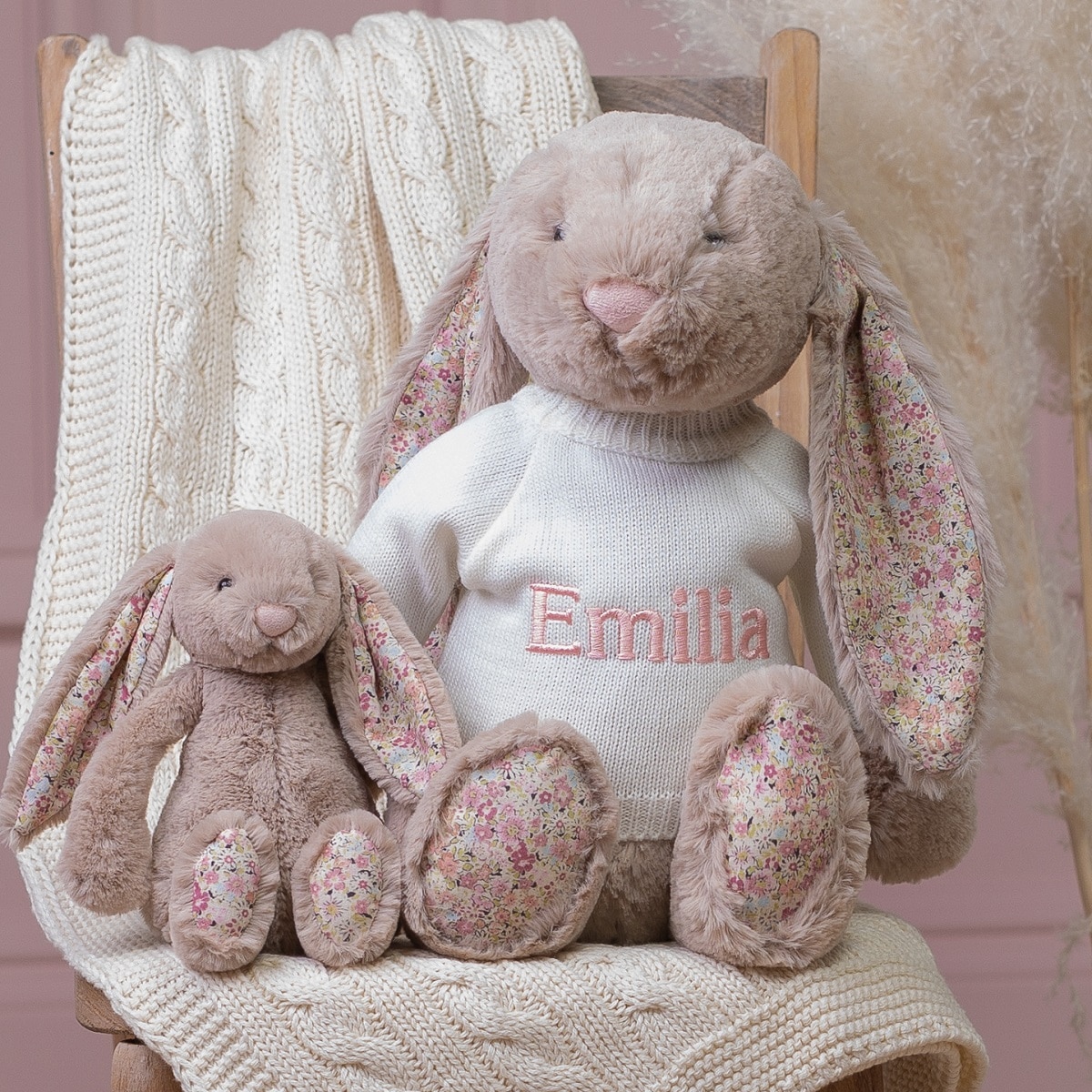 Personalised Jellycat large beige blossom bunny soft toy