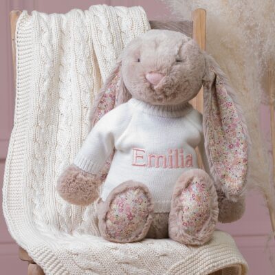 Personalised Jellycat large beige blossom bunny soft toy 2