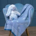 Personalised Jellycat blue bashful bunny and ziggle star baby blanket gift set Baby Gift Sets 3