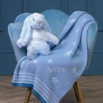 Personalised Jellycat blue bashful bunny and ziggle star baby blanket gift set Birthday Gifts 3