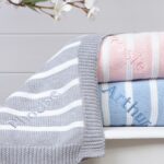 Ziggle personalised stripe cotton knitted baby blanket Newborn Baby Gifts 3