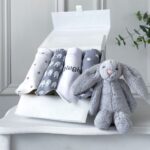 Ziggle personalised 4 pack grey elephant and starfish baby bandana bibs Birthday Gifts 3