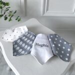Ziggle personalised 4 pack grey elephant and starfish baby bandana bibs Personalised Baby Gift Offers and Sale 4