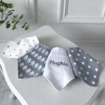 Ziggle personalised 4 pack grey elephant and starfish baby bandana bibs Birthday Gifts 4