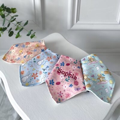 Ziggle personalised 4 pack multicoloured designer baby bandana bibs Personalised Baby Gift Offers and Sale 2