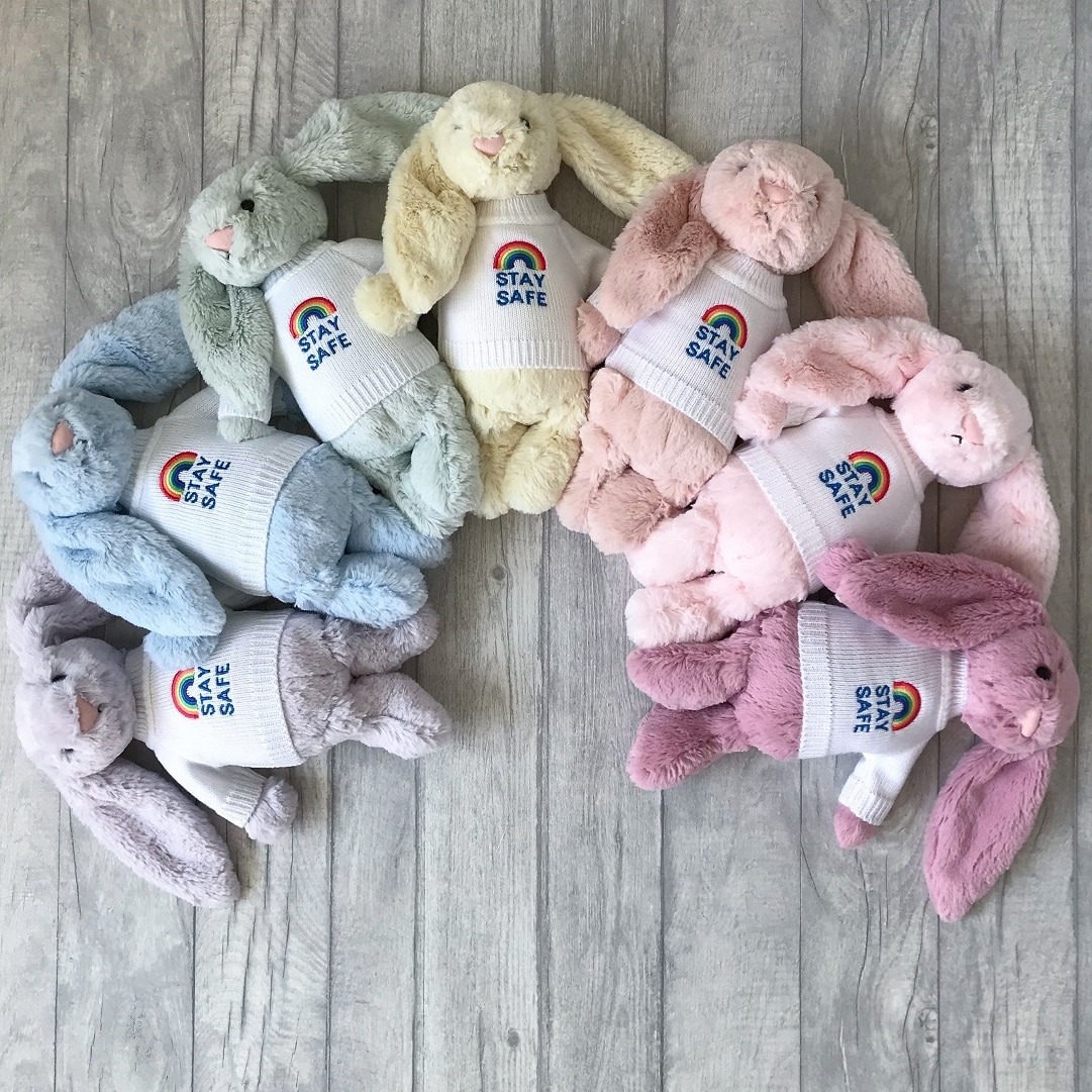 personalised colour bunny teddy