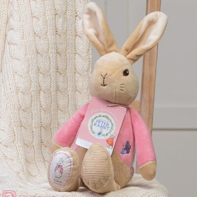 Toffee Moon personalised luxury cable baby blanket and Flopsy Bunny soft toy Blankets 2