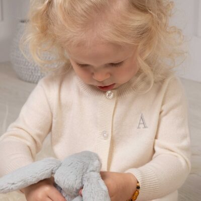 That’s mine personalised monogrammed cashmere baby cardigan