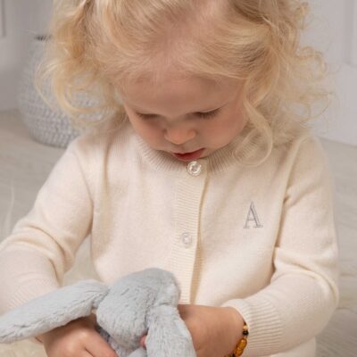 That’s mine personalised monogrammed cashmere baby cardigan Baby Cashmere