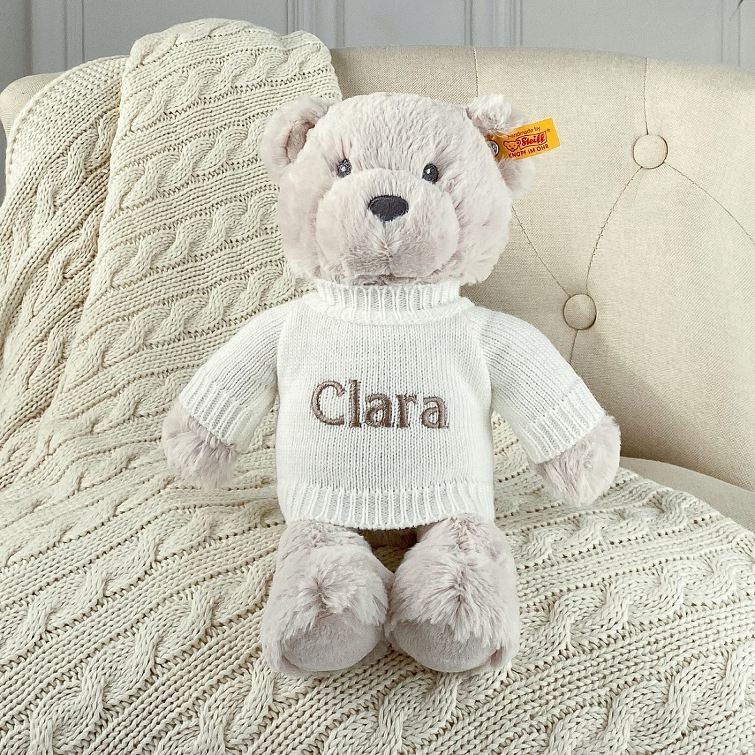 Personalised Steiff bearzy beige teddy bear soft toy