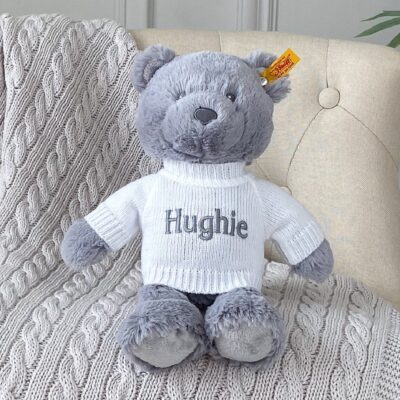 Personalised Steiff bearzy grey teddy bear soft toy 2