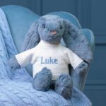Personalised Jellycat dusky blue bashful bunny soft toy Baby Shower Gifts 3