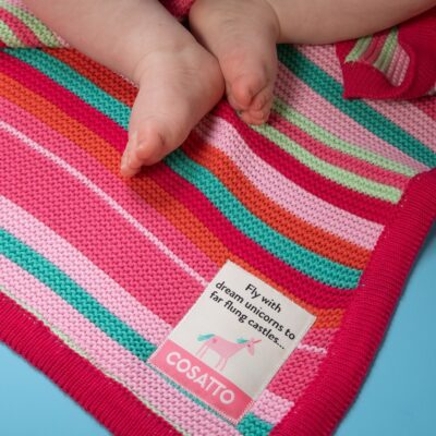 Personalised Cosatto pink stripe blanket and Jellycat soft toy gift set 2