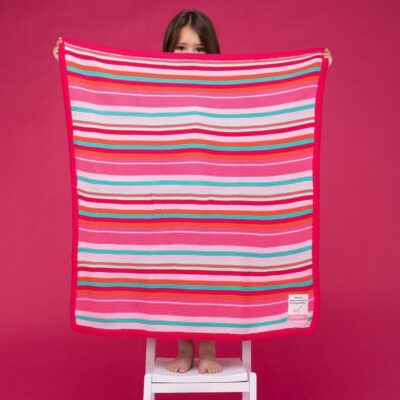 Cosatto personalised knitted pink stripe blanket 2