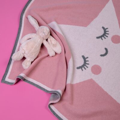 Cosatto personalised pink happy star knitted blanket 2