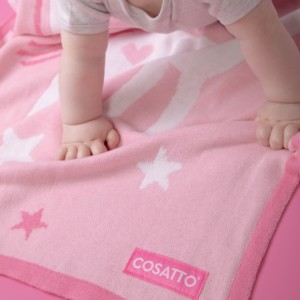 Cosatto personalised pink unicorn land knitted blanket