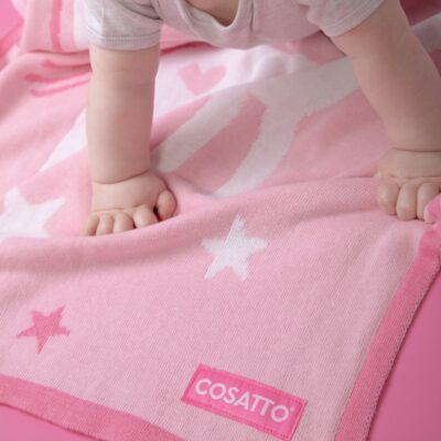 Cosatto personalised pink unicorn land knitted blanket 2