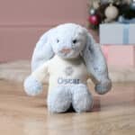 Personalised Jellycat medium bashful bunny soft toy with Christmas Snowflake jumper Christmas Gifts 4