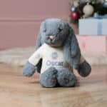 Personalised Jellycat medium bashful bunny soft toy with Christmas Snowflake jumper Christmas Gifts 6