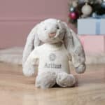 Personalised Jellycat medium bashful bunny soft toy with Christmas Snowflake jumper Christmas Gifts 8