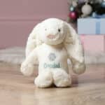 Personalised Jellycat medium bashful bunny soft toy with Christmas Snowflake jumper Christmas Gifts 10