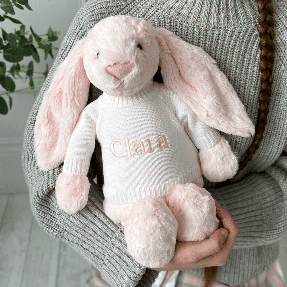 light pink personalised clara bunny teddy