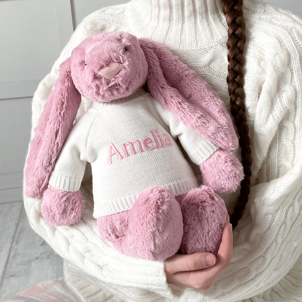 pink personalised amelia bunny teddy