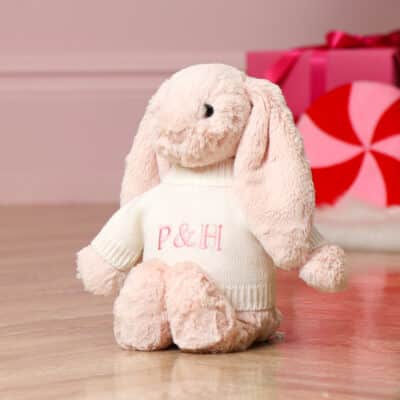 Personalised Jellycat blush pink bashful bunny soft toy Baby Shower Gifts
