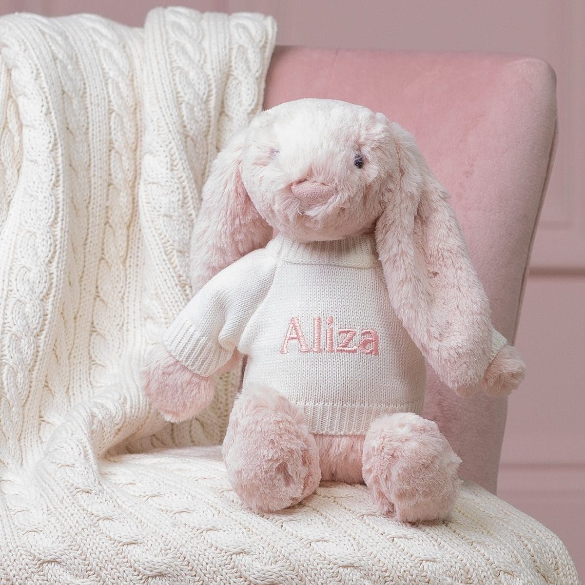 Personalised Jellycat blush pink bashful bunny soft toy Jellycat 2