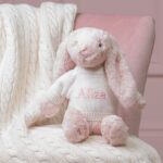 Personalised Jellycat blush pink bashful bunny soft toy Baby Shower Gifts 3